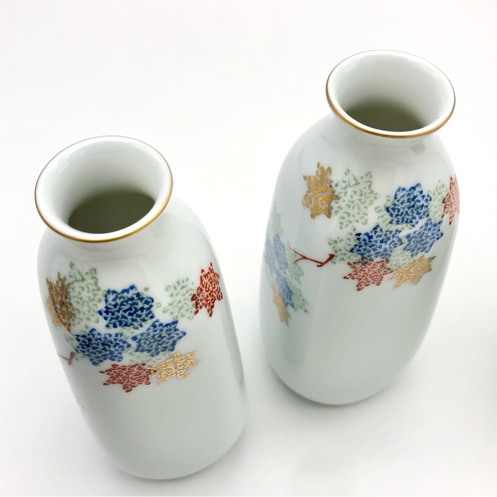 Vtg Fukagawa Sake Decanter Matching Set Porcelain Bud Vase Gold Gilt Arita Japan - Picture 7 of 9